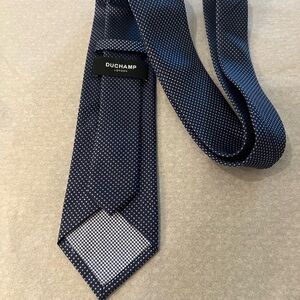 Duchamp Classic Silk Navy Polka Dot Tie